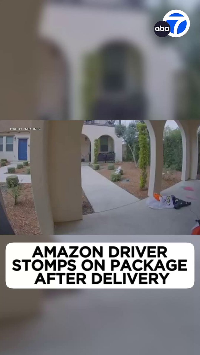 Doorbell video captured the shocking sight of a Amazon driver repeatedly stomping on a package shortly after delivering it to a Southern California home.