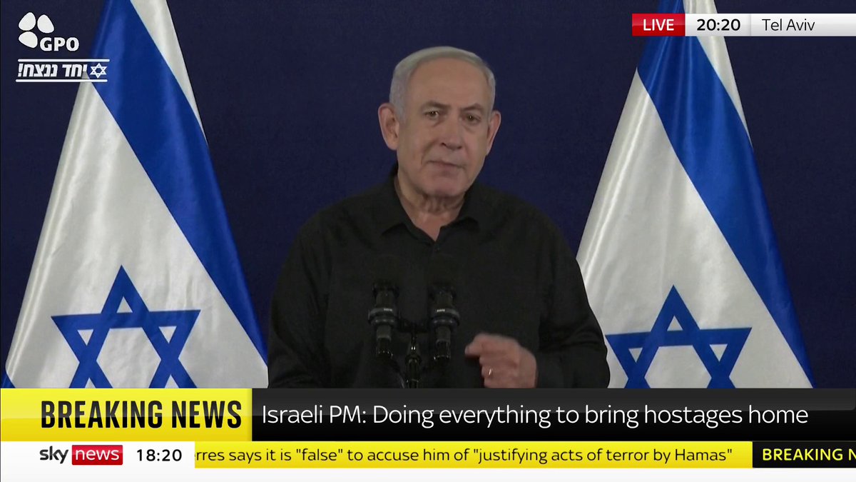"Hamas is ISIS and ISIS is Hamas." Israeli prime minister Benjamin Netanyahu says he had told world leaders that "our war against Hamas is also their war against Hamas". 📺 Sky 501, Virgin 602, Freeview 233 and YouTube