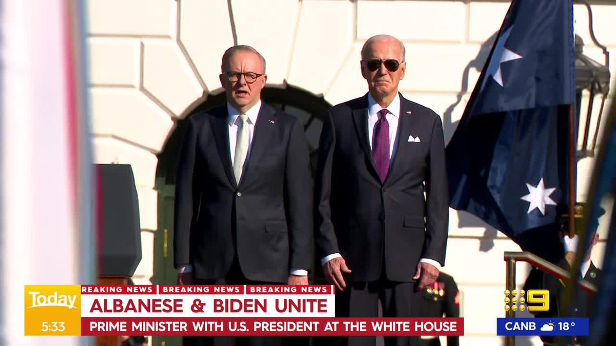 #BREAKING: Prime Minister Anthony Albanese and US President Joe Biden have stood shoulder to shoulder in Washington, UNITED at a time of great uncertainty in the world. Lauren Tomasi #9News READ MORE: