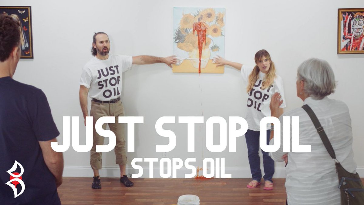 Stunning protest in art gallery ends oil forever!