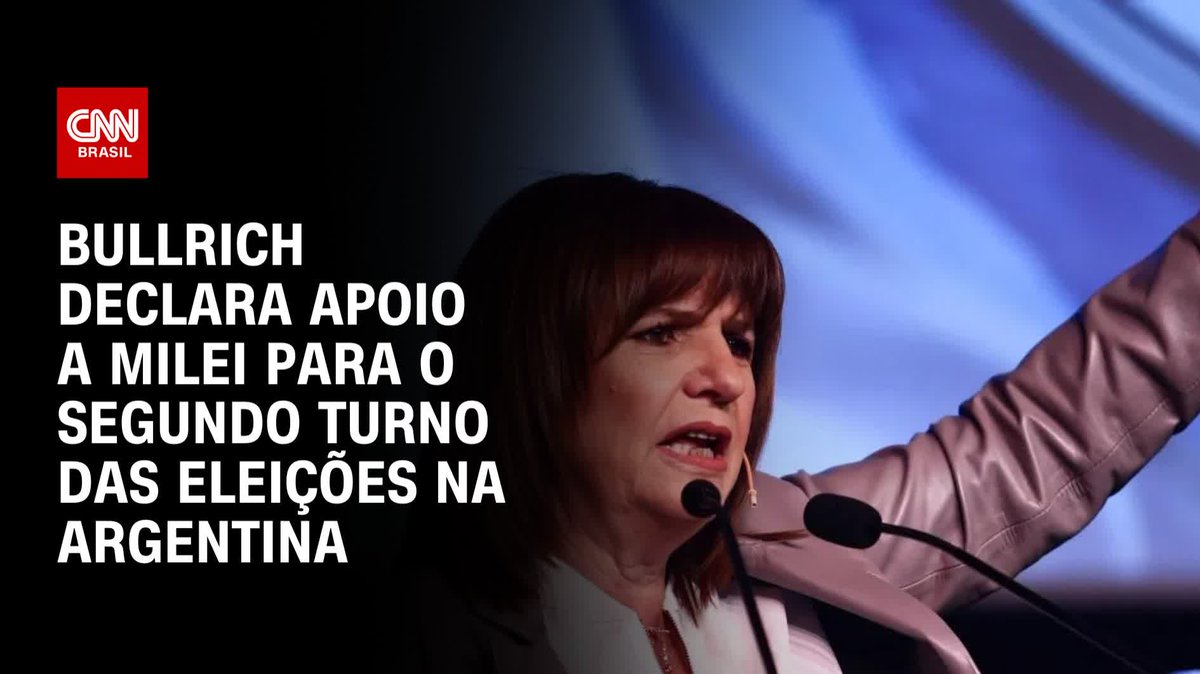 Patricia Bullrich, que ficou em terceiro lugar no primeiro turno das eleições presidenciais na Argentina, anunciou nesta quarta-feira (25) que apoiará Javier Milei, candidato do La Libertad Avanza no segundo turno. #BastidoresCNN
