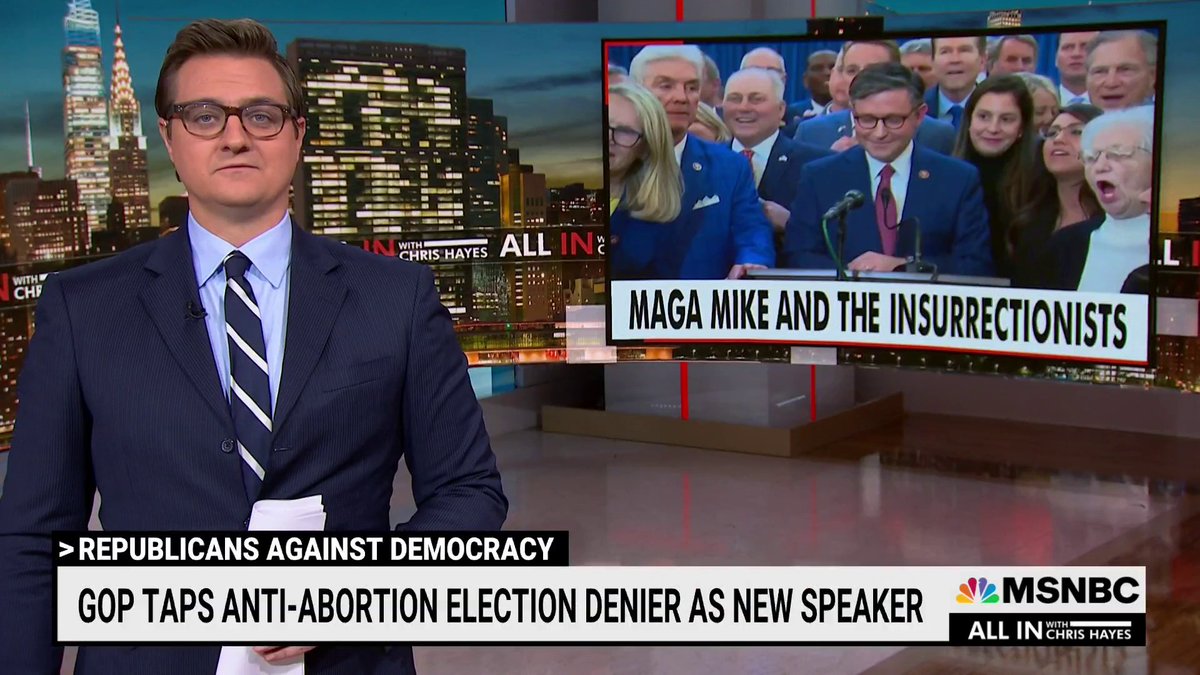 .Chris Hayes: Any so-called moderates in the Republicans caucus who spent the last few weeks expressing just how concerned they were about supporting an election denier—they ended up caving to the Big Lie majority. Fully. All of them. Unanimous.