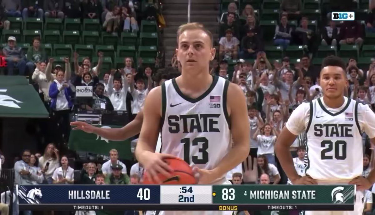 Steven Izzo sinks two free throws. Tom feeling it🥹 #GoGreen