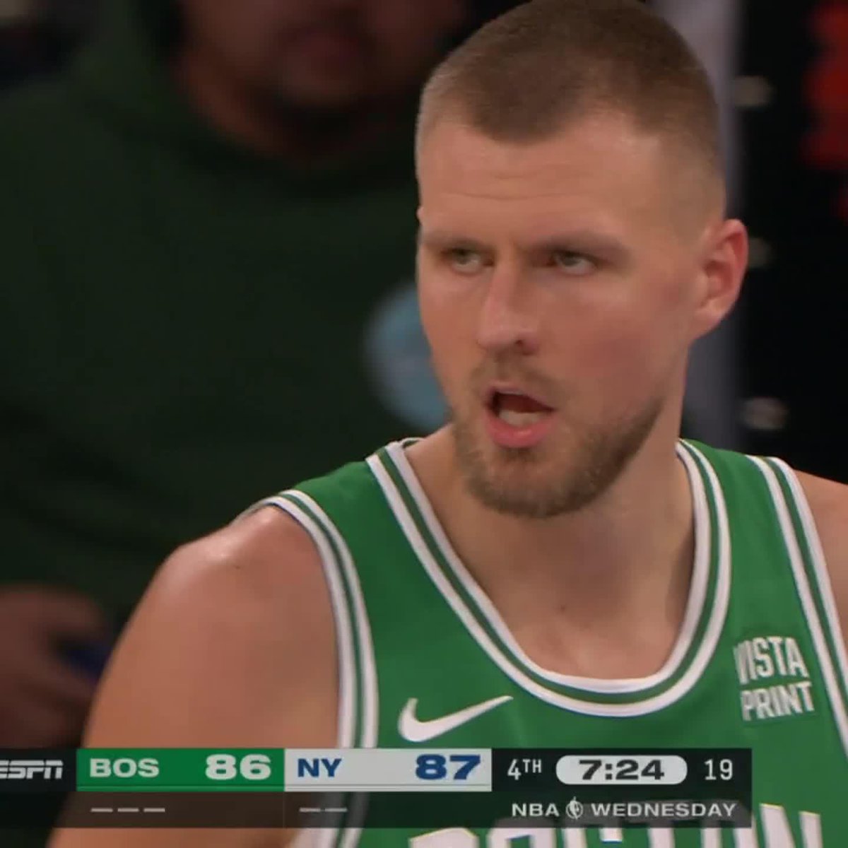 Kristaps Porzingis received a technical foul for flopping.