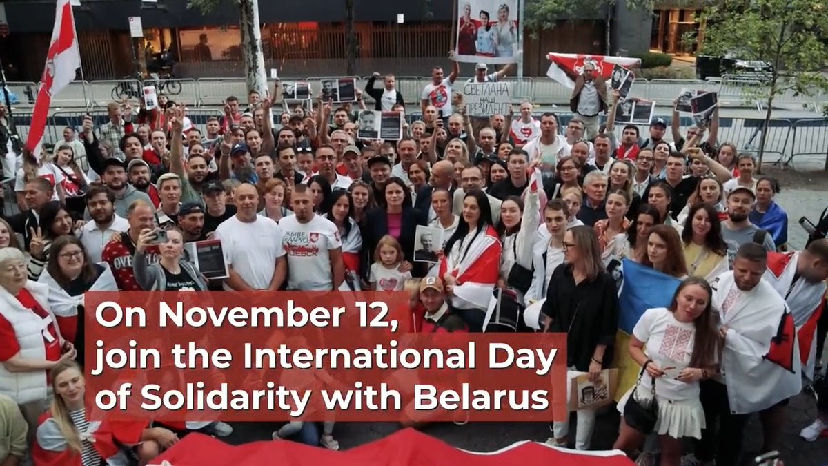 Three years ago, Belarusians said 'no' to tyranny. The dictator answered with repression. It didn't stop our struggle for freedom. Resistance continues. Join the International Day of Solidarity with #Belarus on November 12. We can't win this fight alone! #StandWithBelarus
