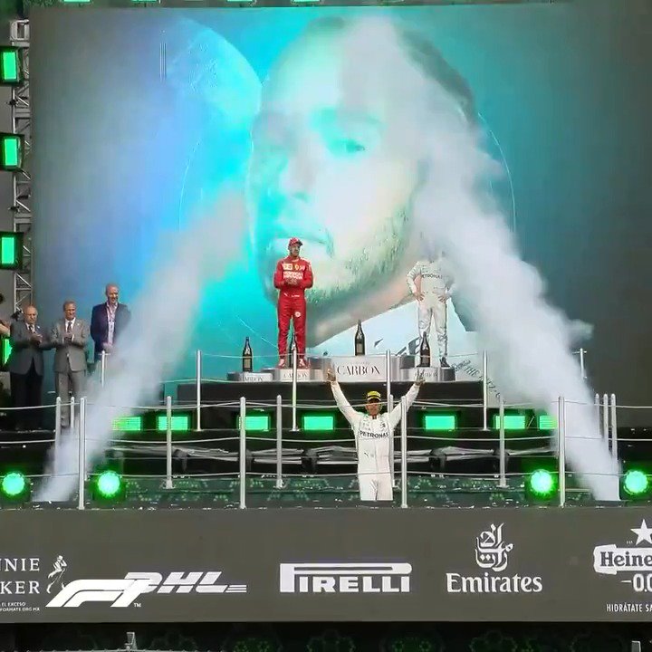 Still he rises. 🙌 A podium ceremony like no other from Mexico 2019. 💛💜