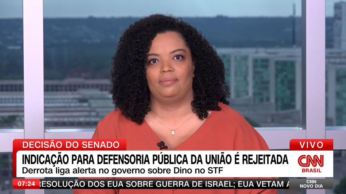 Por Basilia Rodrigues 📺: A decisão do Senado Federal de rejeitar o indicado pelo governo para a Defensoria Pública da União (DPU) acendeu o alerta no Palácio do Planalto quanto aos riscos de derrota também do nome que será indicado ao Supremo Tribunal Federal (STF) #CNNNovoDia
