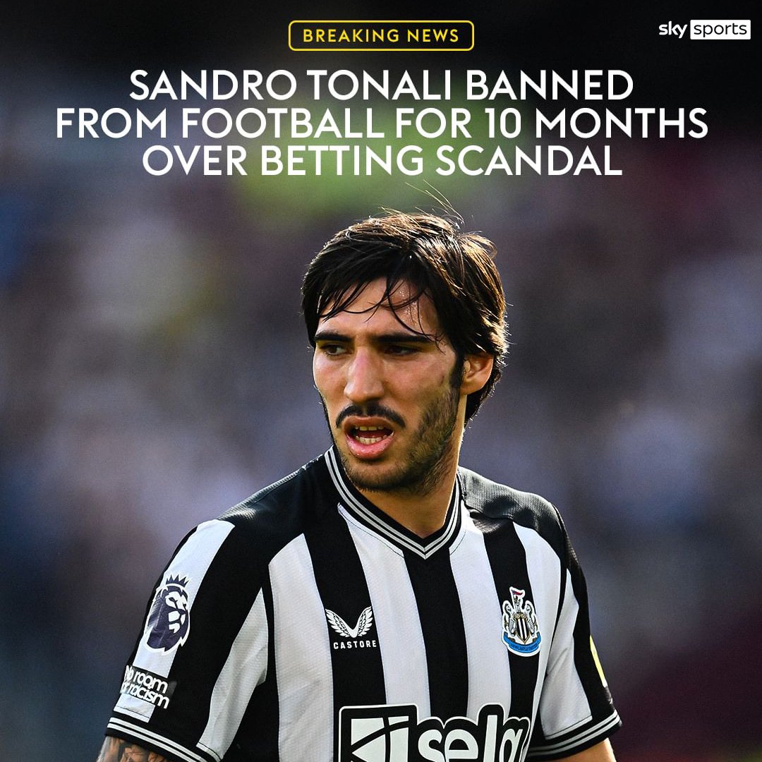 BREAKING: Sandro Tonali will be banned from football for 10 months after breaching betting rules in Italy 🚨