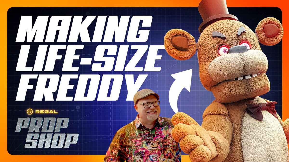 Life-size Freddy Fazbear...Regal's resident prop maker, Jonathan Douglas, took on building a giant 7 ft. tall animatronic cosplay of Freddy, from #FiveNightsAtFreddys! ▶️ Watch the biggest Regal Prop Shop build episode to date on our Youtube Channel: