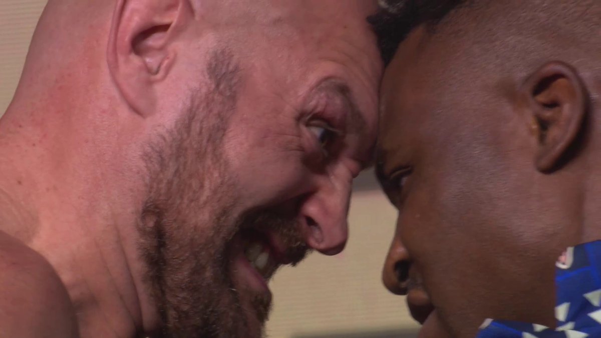 The baddest men on the planet 🌍 Tyson Fury and Francis Ngannou face-off 🔥 #BattleOfTheBaddest | #FuryNgannou | Saturday, 6PM | Live on TNT Sports Box Office