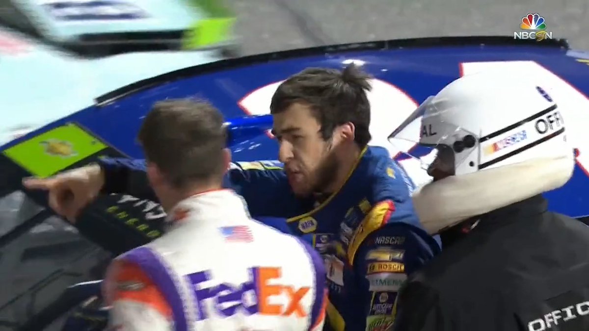 Six years ago at Martinsville... Denny Hamlin got into Chase Elliott, and the two had a heated argument after the race. #NASCARPlayoffs