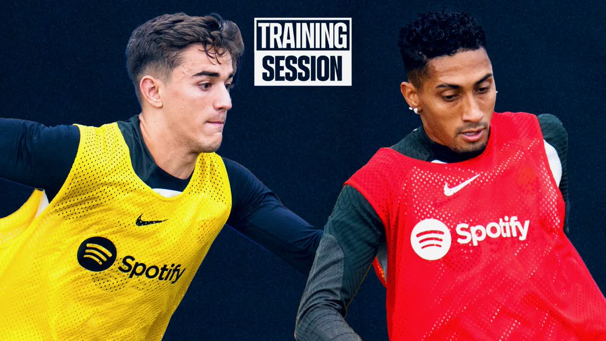 𝐏𝐨𝐬𝐭-𝐰𝐢𝐧 𝐫𝐞𝐜𝐨𝐯𝐞𝐫𝐲 🏋️ Raphinha took part of the session + the special visit to today's training by Eusebio Sacristán