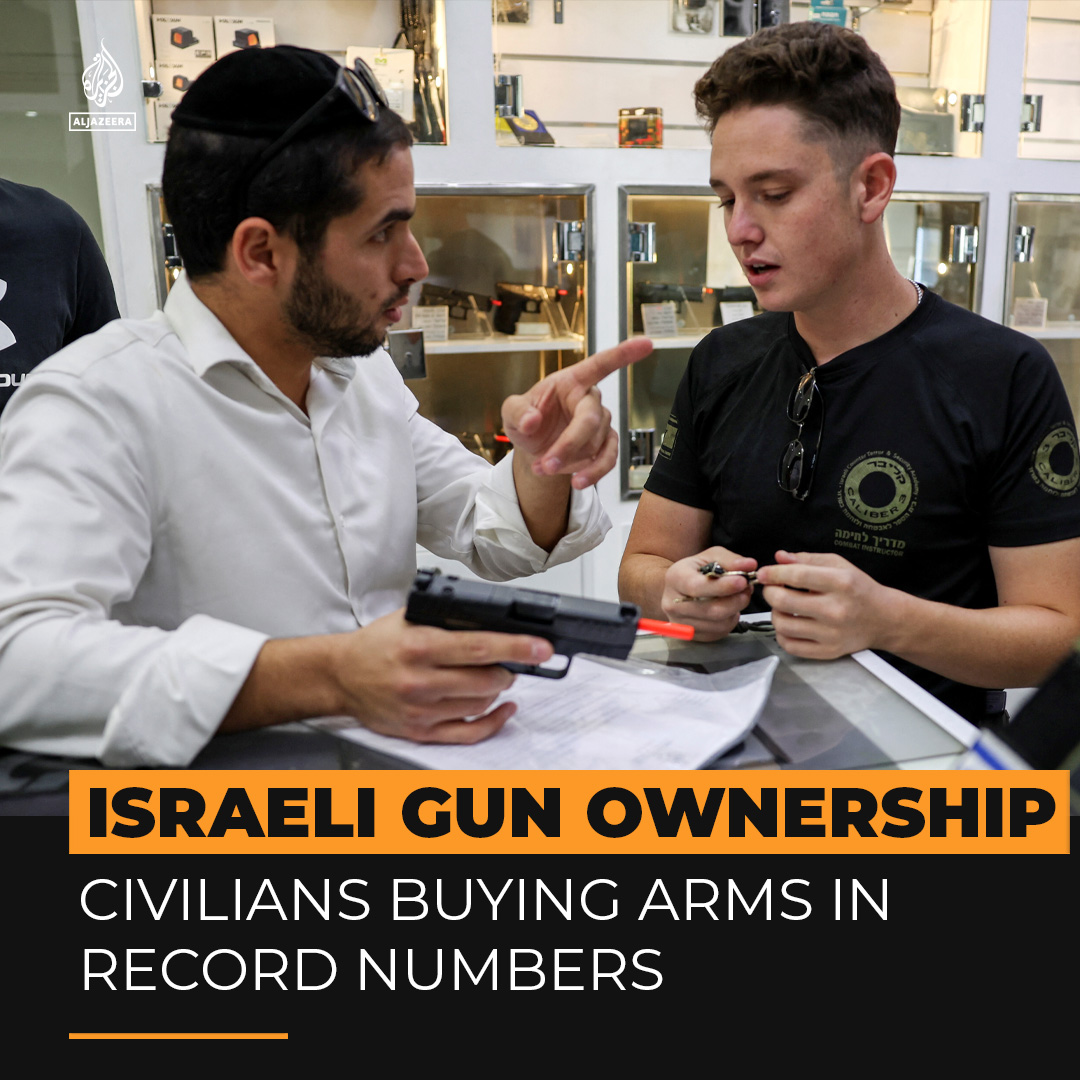 Over 100,000 Israelis have submitted gun license applications since October 7, encouraged by gov't officials and new doubts about their country’s security ⤵️