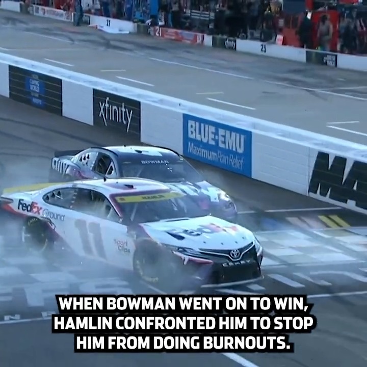 "He's just a hack." Denny Hamlin stopped Alex Bowman from doing burnouts at Martinsville in 2021. #NASCARPlayoffs