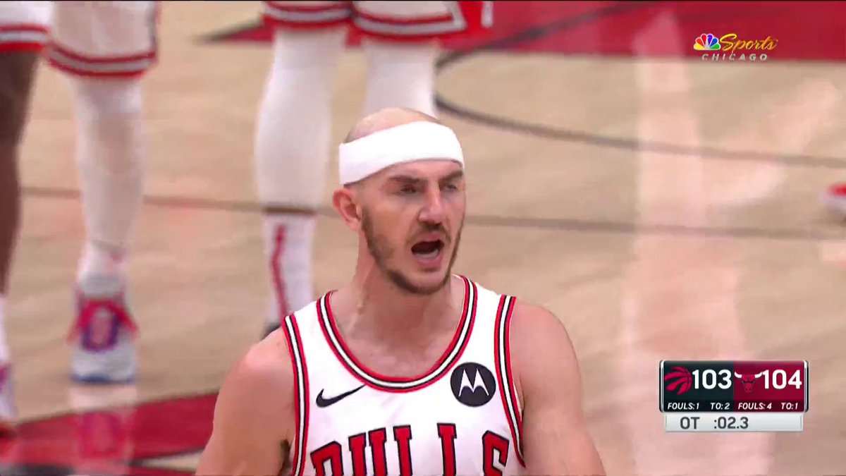 "TURN UP THE AC. IT'S COLD IN HERE." Stacey King calls Alex Caruso's game-winning three-pointer, giving the Bulls an absolutely crazy 104-103 overtime win against the Raptors.