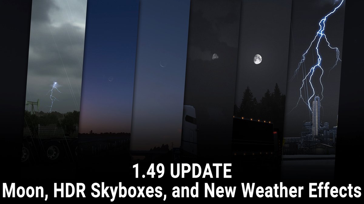 The Night sky has never been so beautiful! 🌕✨ The 1.49 update will bring a realistic touch to your journeys with the addition of the Moon, dynamic twinkling stars, new weather effects and HDR skyboxes for richer colours ⛈️ Read more here 👇