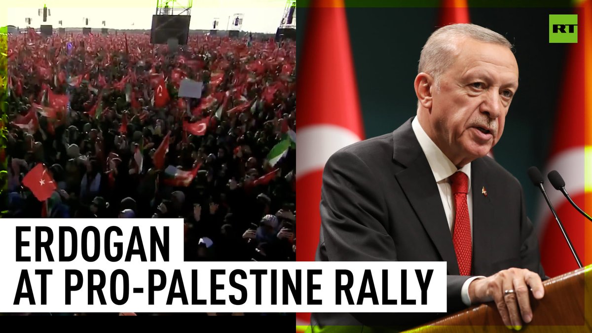 Erdogan addresses public at massive pro-Palestine rally in Istanbul