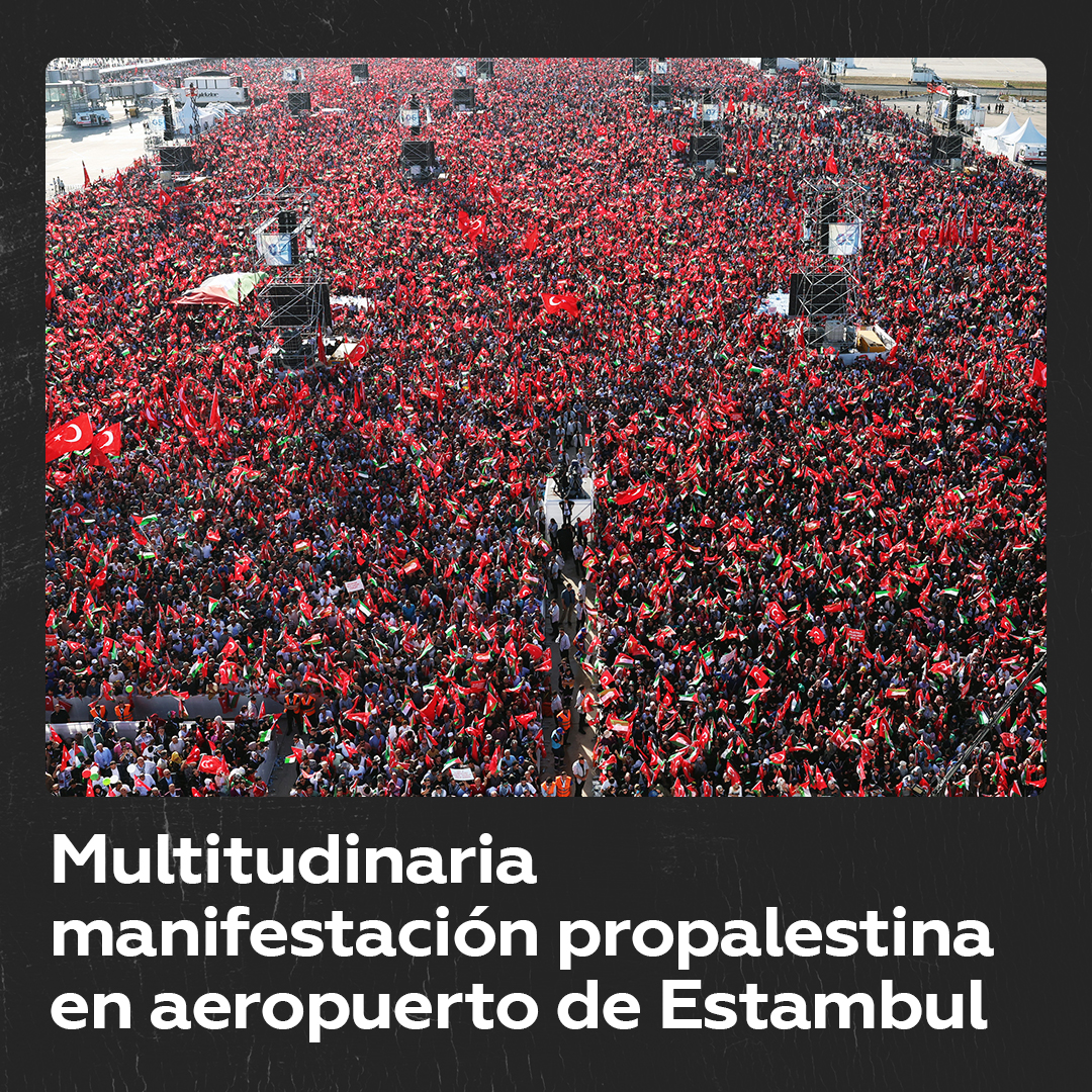 Multitudinaria manifestación de apoyo a Palestina en Estambul Miles de personas se congregaron este sábado en Estambul para participar en una manifestación de apoyo al pueblo palestino y en contra de los masivos bombardeos israelíes a la Franja de Gaza