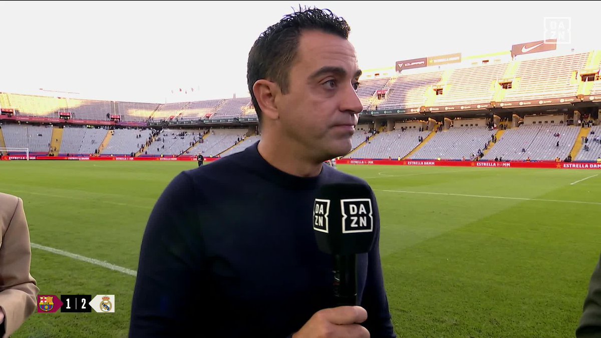 "De juego hemos estado muy bien. Lo planteado ha salido a la perfección. El resultado es una desgracia" 🗣️ Xavi responde a la pregunta de Esteban Granero #ELCLASICOenDAZN ⚽