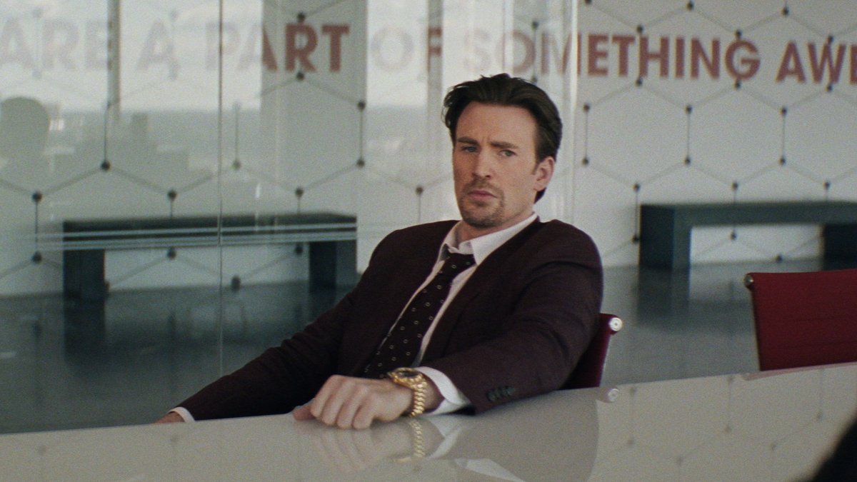 Chris Evans in Pain Hustlers is a whole lot of sleaze in one beautiful bag.