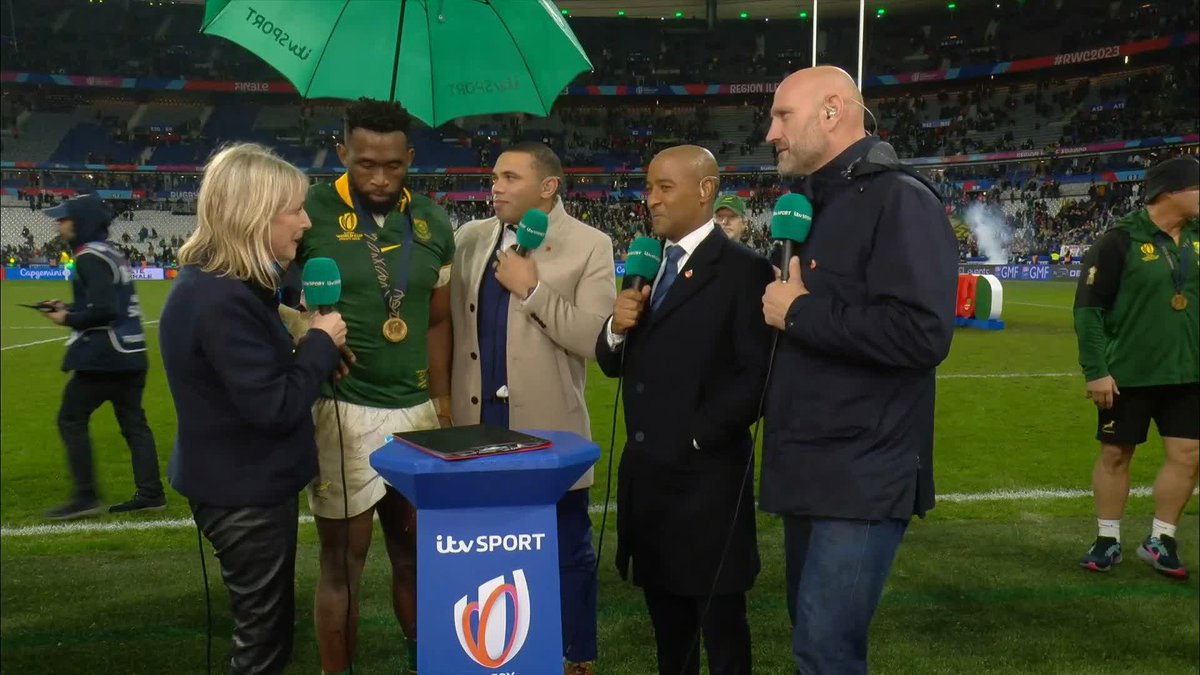 🗣️"People before me who fought for the opportunity for people who look like me to be able to play in this team. I've got a job to inspire the next generation." Powerful words from Siya Kolisi #RWCFinal