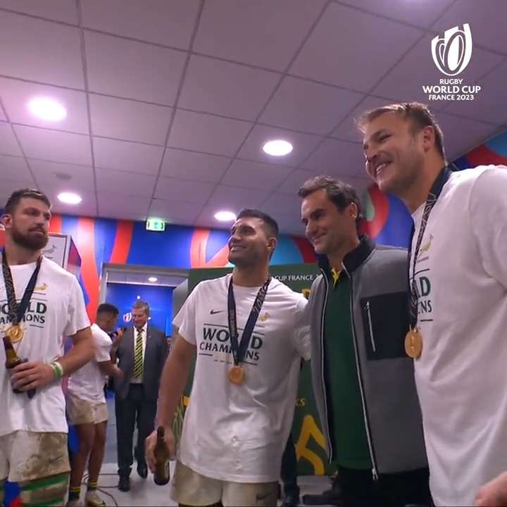 Game recognises game 🤝 #RWC2023 | #RWCFinal | Roger Federer