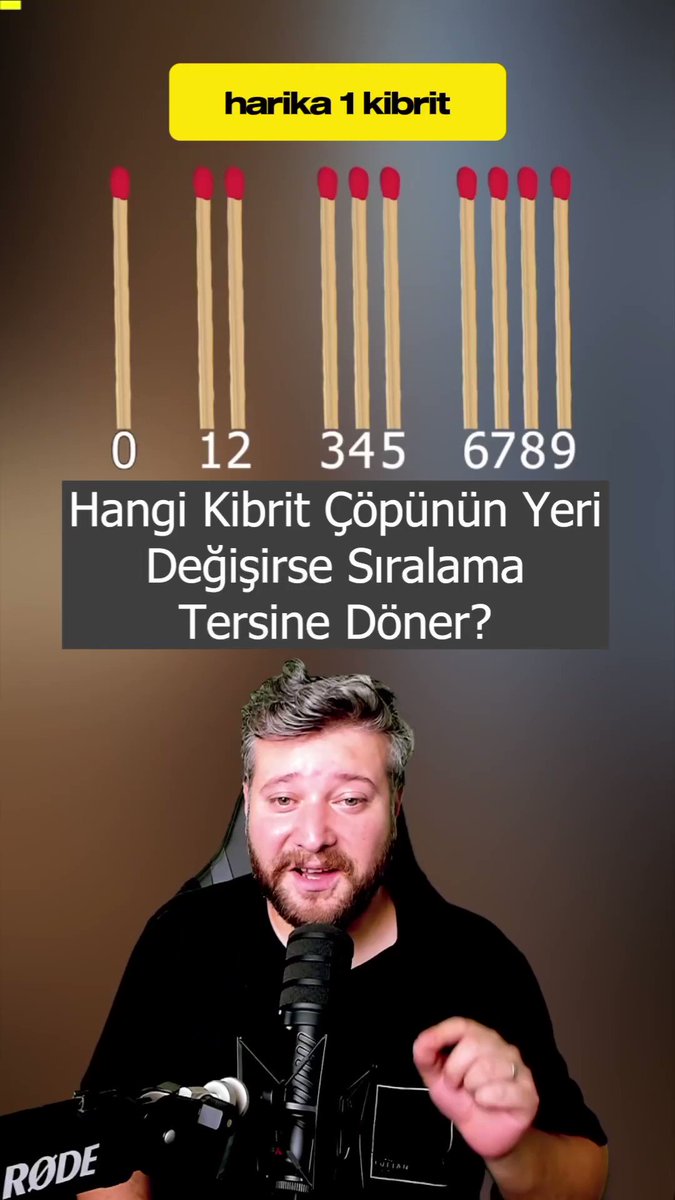 Hangi kibrit çöpünün yeri değişirse sıralama terse döner? 1-2-3-4 şuanki sıralama