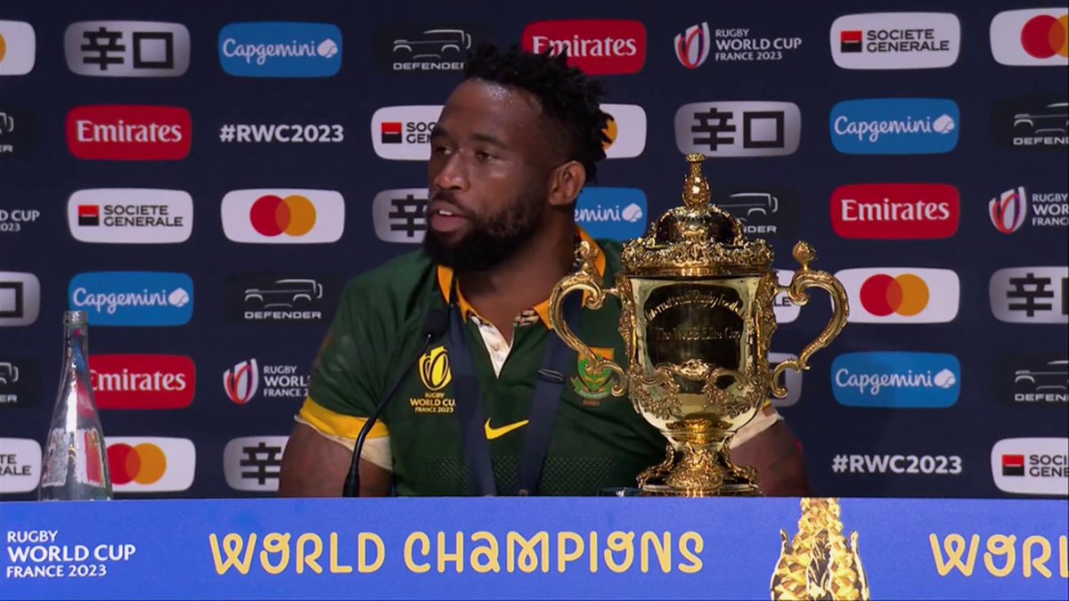 "We have - not the pressure - but the privilege of being able to do what we love" 🏉♥ Springbok captain Siya Kolisi on what his team's record fourth Rugby World Cup means to South Africa 🇿🇦