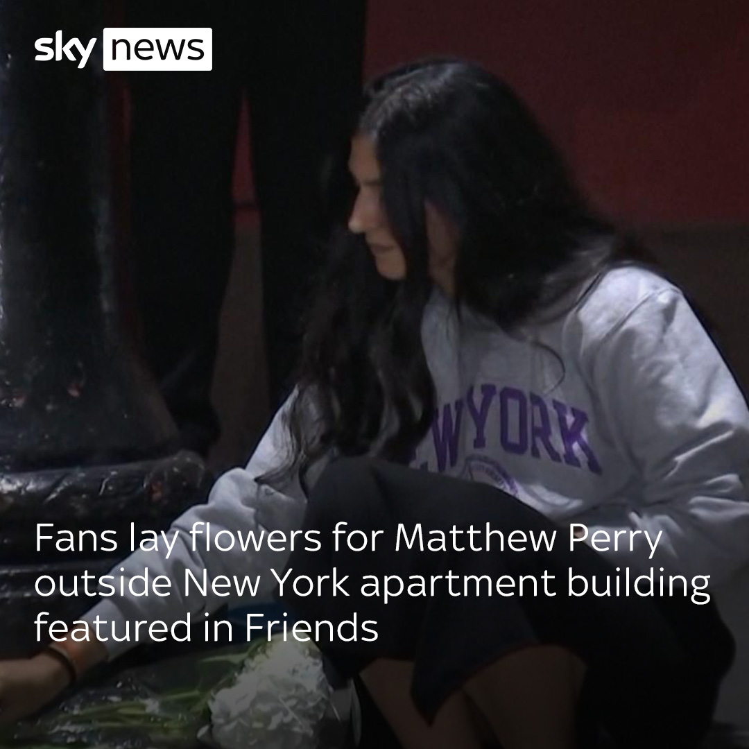 Fans of Matthew Perry have laid flowers near the New York apartment building featured in the sitcom Friends following the news of the actor's death