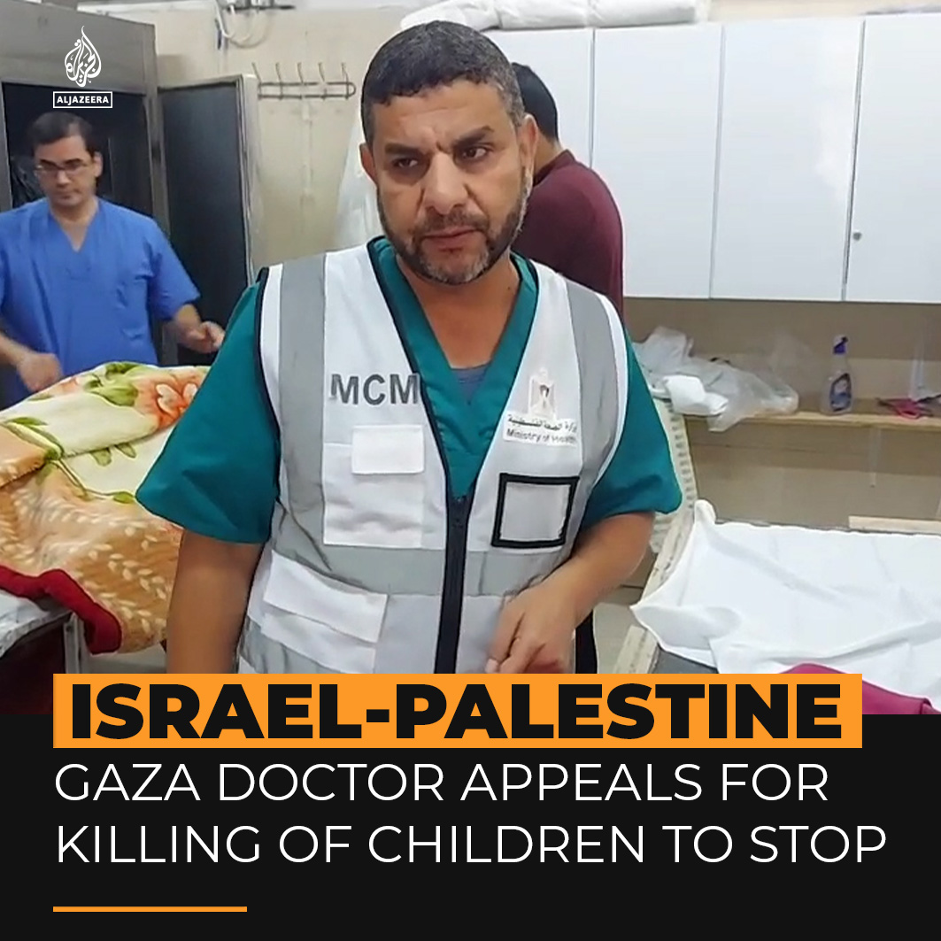 A hospital director in the besieged Gaza Strip pleads for the killing of Palestinian children to stop after receiving the mutilated bodies of a mother and her child who were killed in an Israeli air attack ⤵️