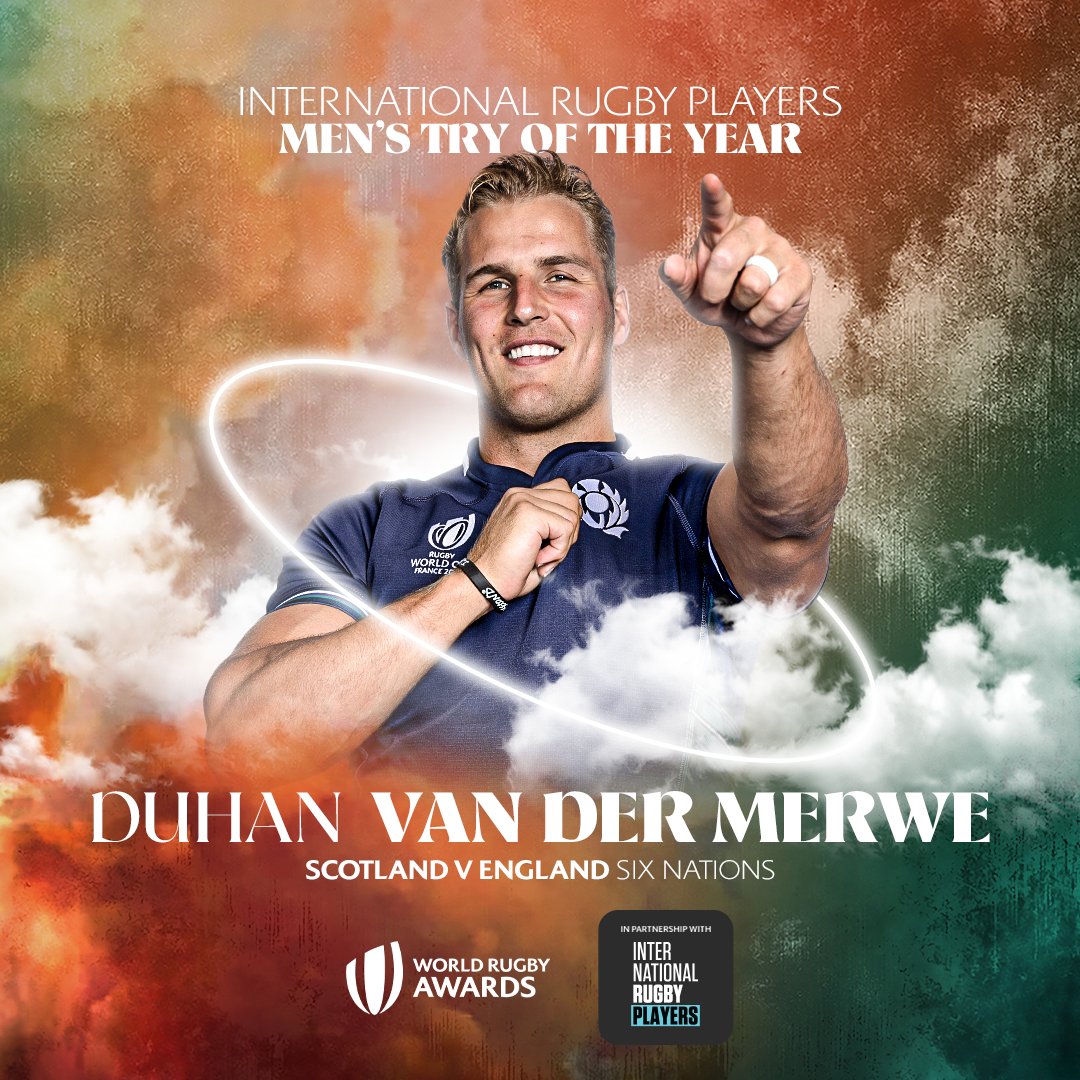 An instant classic โก Duhan van der Merwe's solo finish against England is named the @intrugbyplayers Men's Try of the Year #WorldRugbyAwards