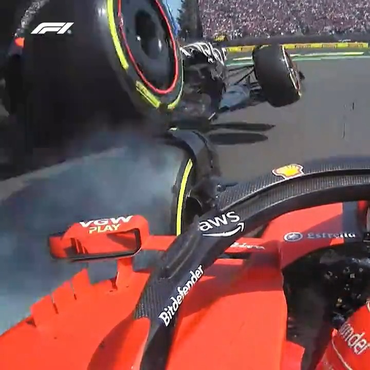 Perez tangles with Leclerc at the start and tumbles out of his home race 💥😖 #F1 #MexicoGP