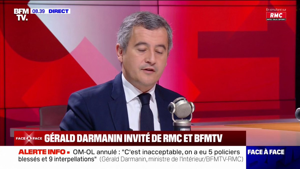 🇫🇷 FLASH | "En #France, les manifs sont libres, on peut manifester son envie de la cause palestinienne, mais cela ne peut pas être l'occasion de crier "Morts aux Juifs" ou de se réjouir avec des drapeaux de Daech dans la rue", a déclaré Gérald Darmanin.