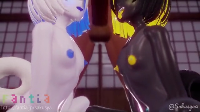 チン嗅ぎお預けオナニーで発情して人外化しちゃう双子犬娘🤍🖤 性癖注意(肌色変化:肌色&褐色→白肌&黒肌)