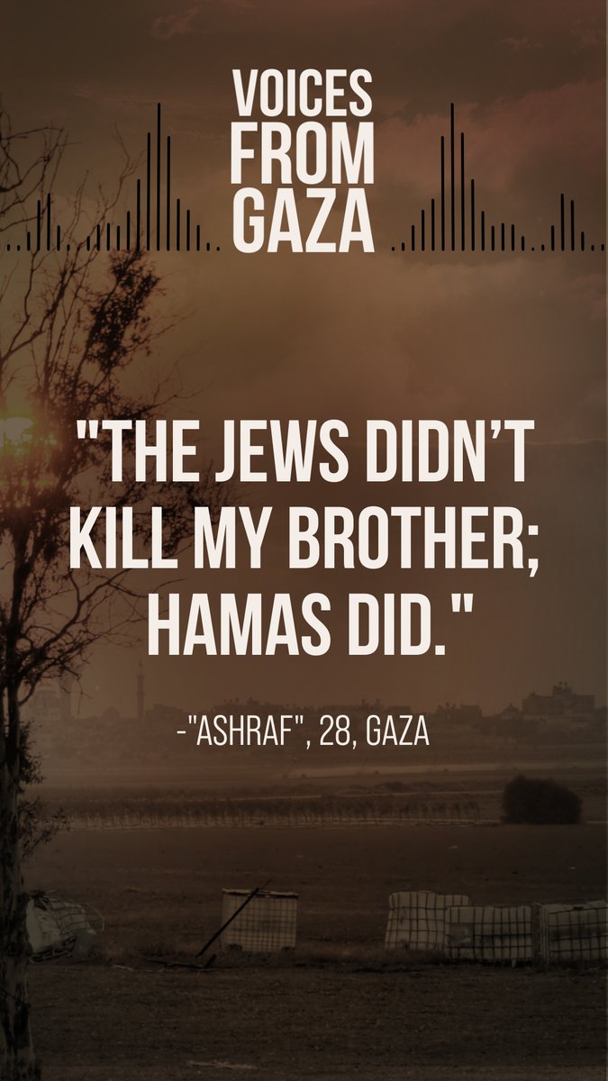 “The Jews didn’t kill my brother; Hamas did.” Listen to “Ashraf” as he describes what it’s like for innocent Palestinians to live under Hamas.”