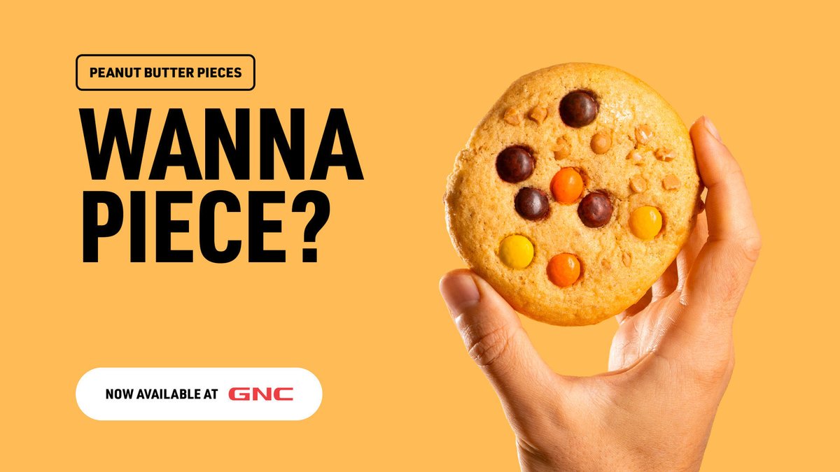 New Protein Cookie: Unlocked 🔓 🎃 PEANUT BUTTER PIECES 👻 Wanna piece? No tricks, just treat yourself to this jaw-dropping masterpiece at your local GNC today! (No costume needed) BUY NOW: 🛒