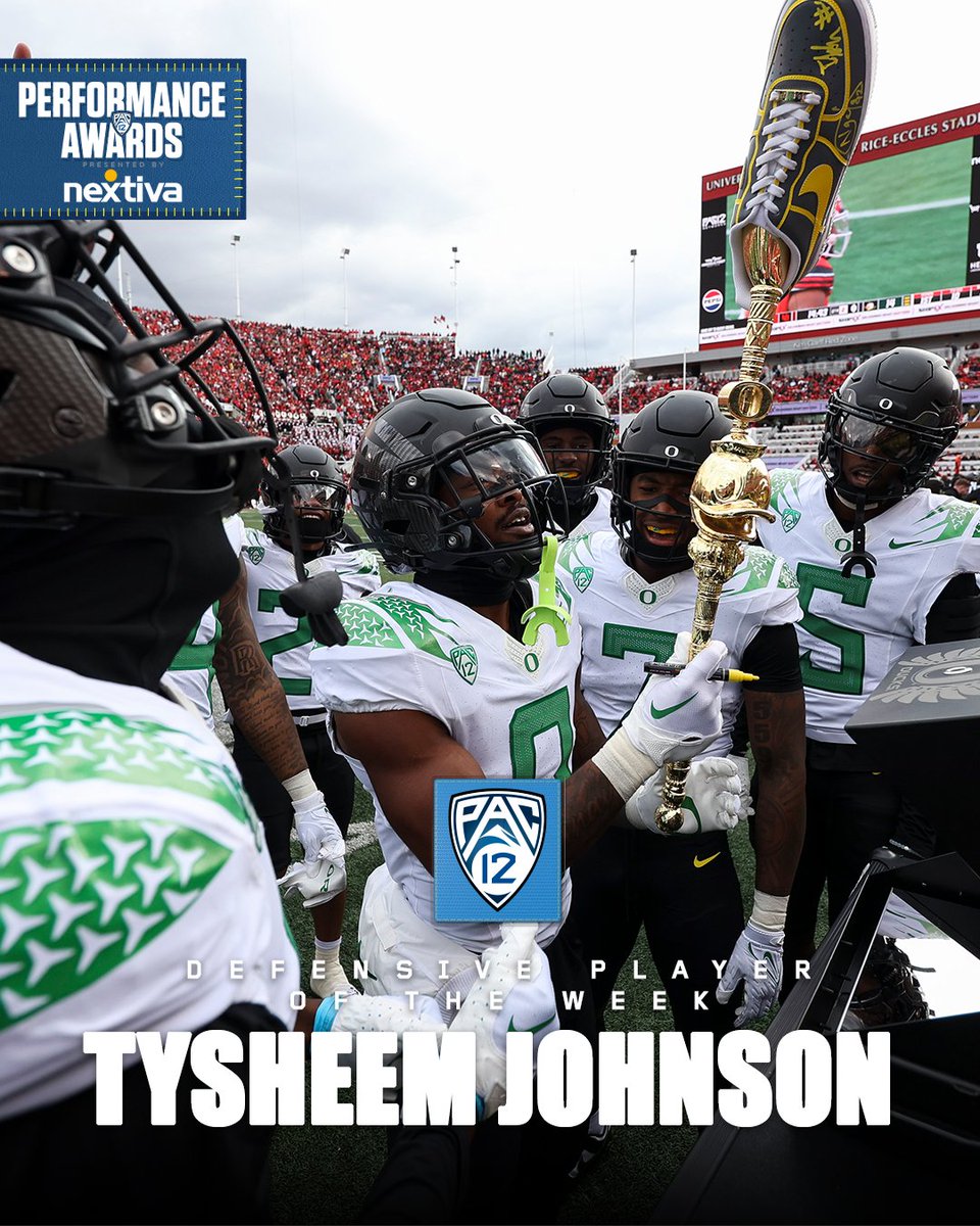 #Pac12FB Defensive Player of the Week, presented by Nextiva: Tysheem Johnson 🦆 Full release ➡️