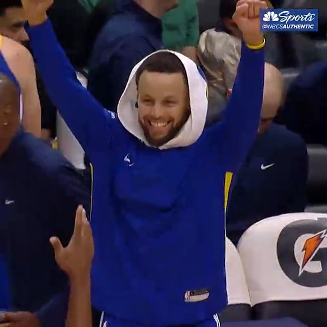 Steph Curry was ECSTATIC after Chris Paul hit his first three in a Warriors jersey 🙌 (via Warriors on NBCS)