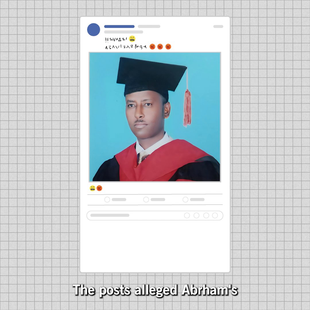 On 3 November 2021, Tigrayan university chemistry professor Meareg Amare was killed by a group of men after false allegations targeting him were posted on Facebook. Meta must provide reparations and stop its algorithms from spreading hate and incitement to violence on Facebook.