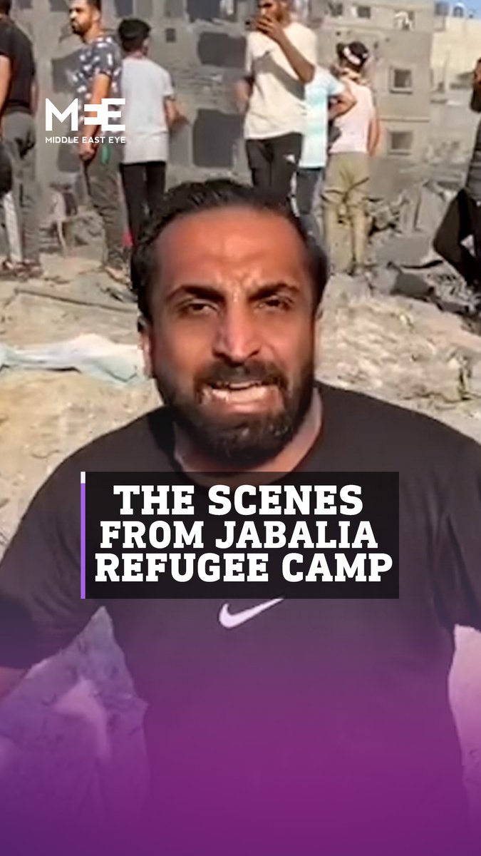 “Everyone is looking for their relatives” Palestinian photojournalist, Mahmoud Abusalama, describes the scenes in #Gaza’s Jabalia refugee camp after an Israeli air strike on Tuesday killed at least 100 Palestinians, according to Palestinian officials