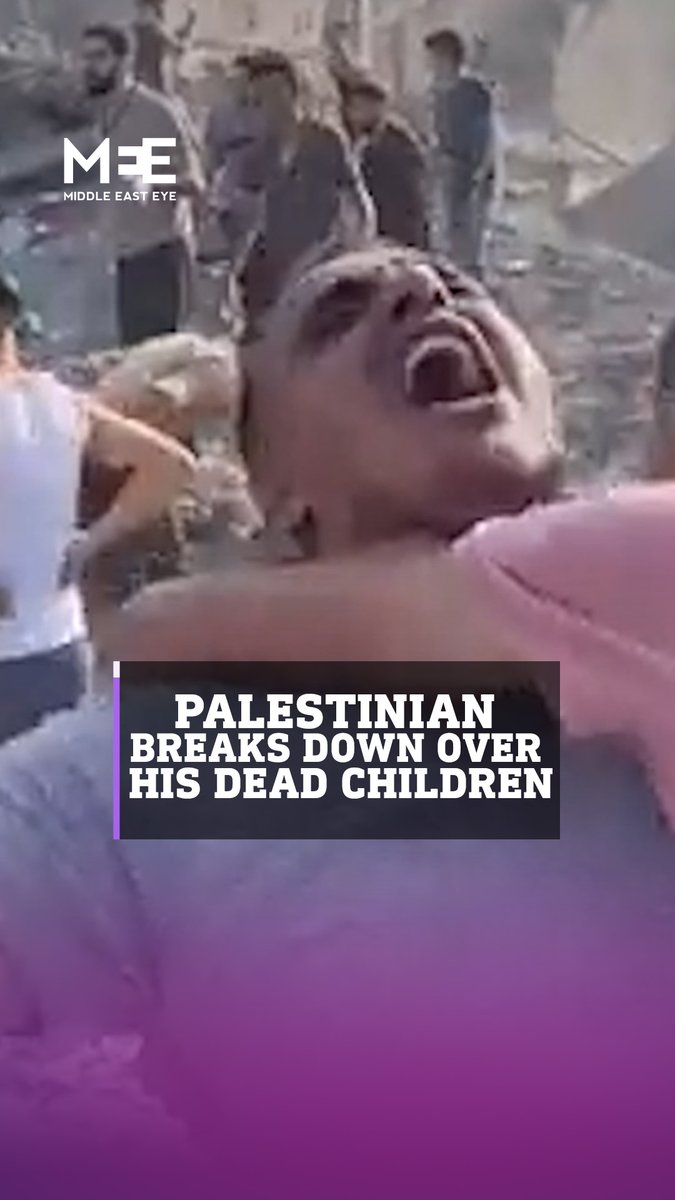 “My three children are all gone!” A Palestinian man in Gaza breaks down as he cries out that his three children were killed in an Israeli air strike in the Jabalia refugee camp in #Gaza on Tuesday