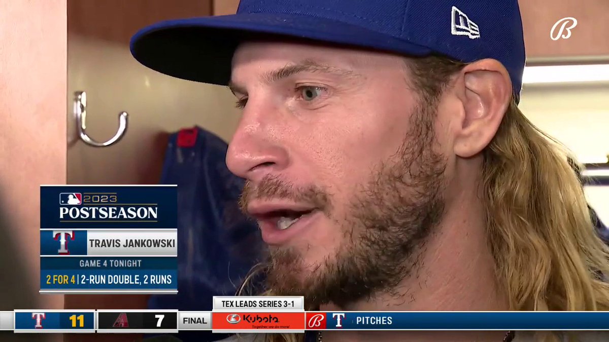 One of the coolest sports moments I’ve seen in a long time was Travis Jankowski being greeted in the hallway by Rangers GM Chris Young… Huge hug… The team loves this dude, and he came through in the biggest moment of his career!