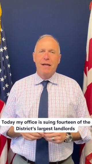 WATCH: We’re suing 14 of DC’s largest landlords for implementing a rental price-fixing scheme, illegally raising rents for thousands of District residents through what was effectively a housing cartel. ⬇️