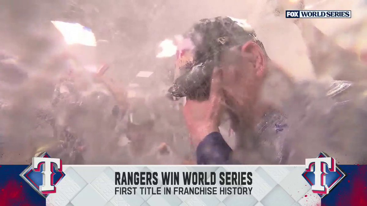 POP THE CHAMPAGNE, Texas Rangers 🍾🤠 YOU'RE WORLD SERIES CHAMPIONS!!
