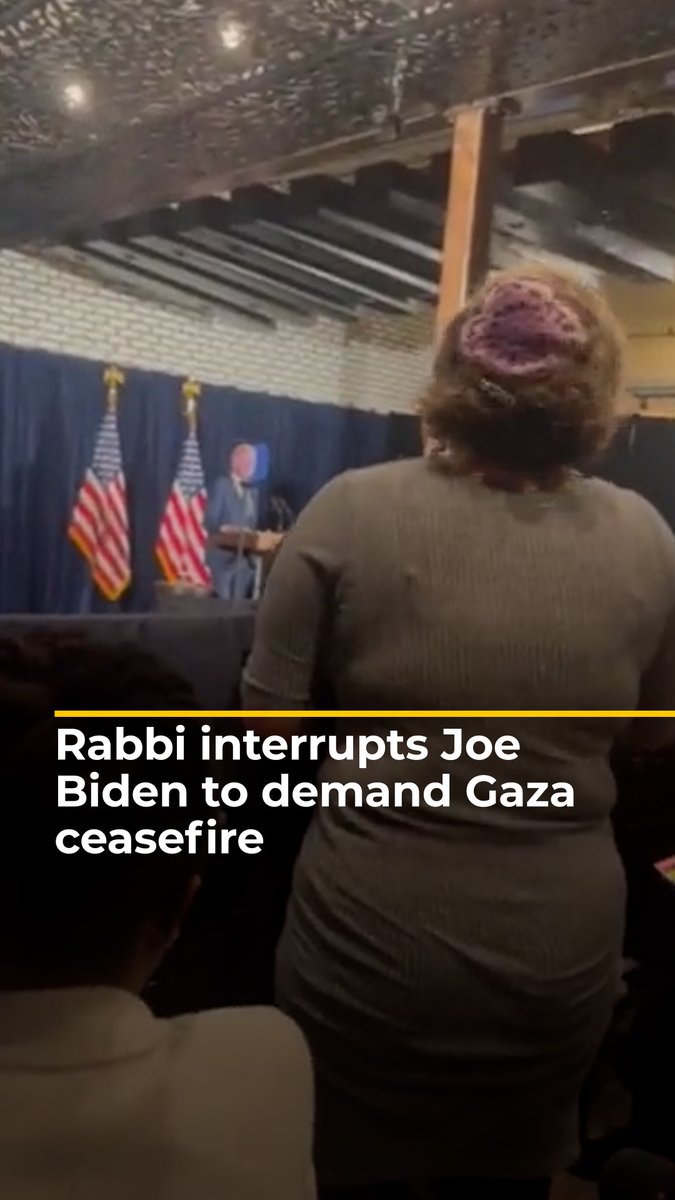 A Jewish rabbi demands for a call to ceasefire amid US President Joe Biden's speech in Minnesota, and is met with disapproval from the crowd ⤵️