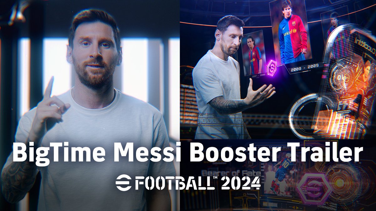 【Big Time: L.Messi🐏】 #eFootball™ 2024のアンバサダーである リオネル メッシ 選手が世界最高選手に選ばれた栄誉を称え、記憶に残る「あの試合」に焦点を当てた3種類のビッグタイムが登場！ 特別なブースター 「KING+4」 「神の子+4」 「運命の担い手+4」 詳細はゲーム内をチェック #イーフト