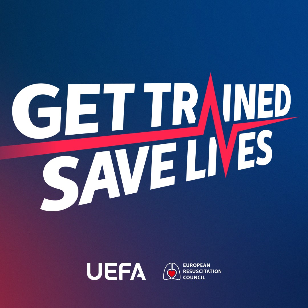 ❤️ #GetTrainedSaveLives! 🤝 Together with ERC - European Resuscitation Council, we’re aiming to help more than 100,000 people learn to save a life, teaching cardiopulmonary resuscitation (CPR) and providing in-person training to teams, officials, volunteers and staff at #EURO2024. Find out more: ⬇️