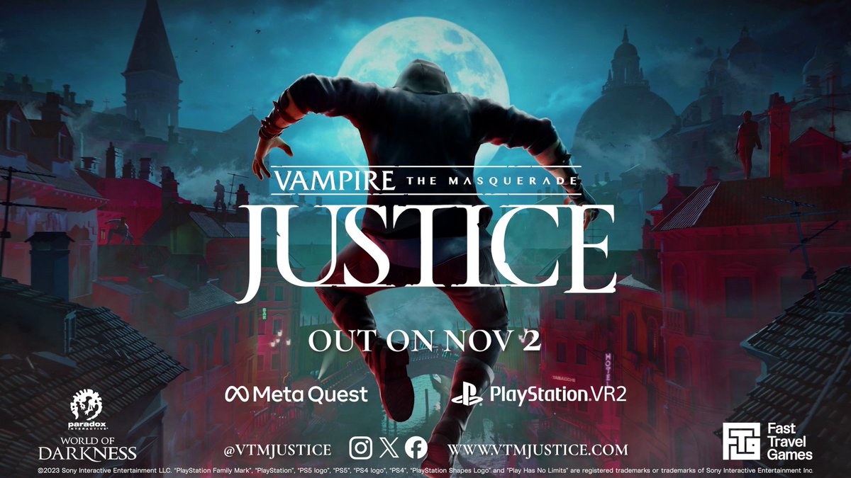 Vampire: The Masquerade – Justice is OUT NOW on Quest 3, Quest 2 & PS VR2 🧛. Uncover your sire's murderer in dark, blood-soaked Venice. Use stealth, persuasion, and your hand-attached crossbow, along with an evolving arsenal of upgradable abilities. 🛒: