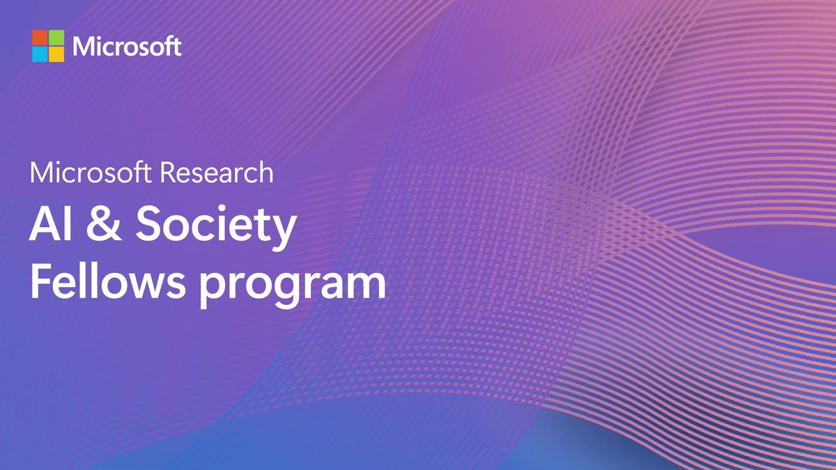 Interdisciplinary research can drive real-world impact. Join the new Microsoft Research AI &amp; Society Fellows program, uniting eminent scholars and experts to collaborate on research at the intersection of AI and society. Proposals due November 29th: