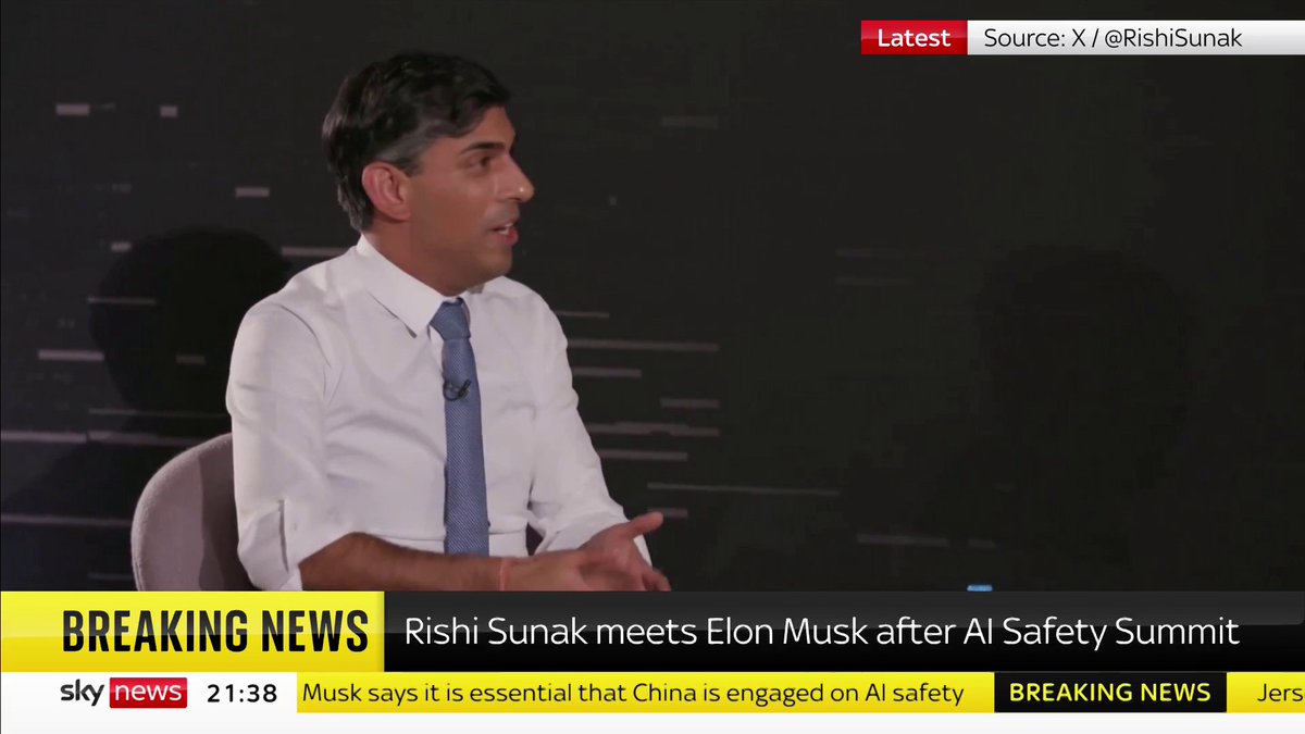 Prime Minister Rishi Sunak asks Elon Musk about his thoughts on AI will impact the labour market. 'There will come a point were no job is needed', says Elon Musk - adding 'the new challenge will be: how do we find meaning a life?'. 📺 Sky 501/ YouTube